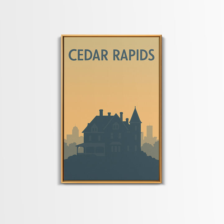 Cedar Rapids Iowa Travel Poster, Canvas Print, Minimalist Retro Wall Art, Cedar Rapids Art Print, Modern Wall Decor, Travel Poster Art