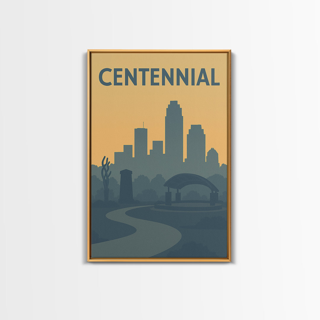 Centennial Colorado Travel Poster, Framed Canvas Print, Mid Century Travel Art, Centennial Travel Art, Mid Century Wall Art, Fine Art Print