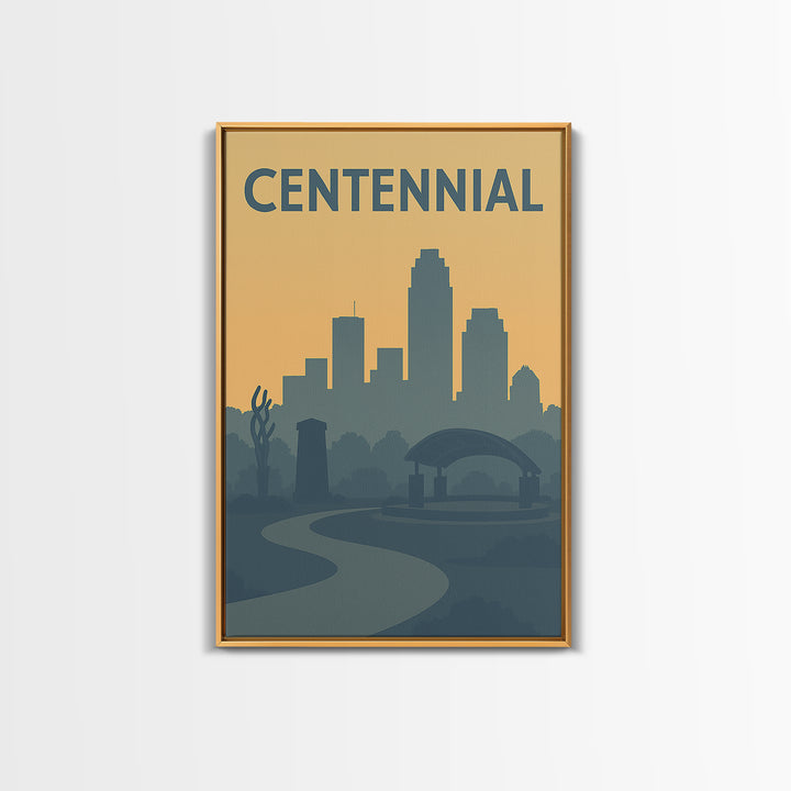 Centennial Colorado Travel Poster, Framed Canvas Print, Mid Century Travel Art, Centennial Travel Art, Mid Century Wall Art, Fine Art Print