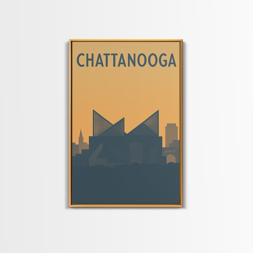 Chattanooga Travel Poster, Framed Canvas Print, Minimalist Retro Wall Art, Chattanooga Art Print, Home Office Decor, Travel Poster Set