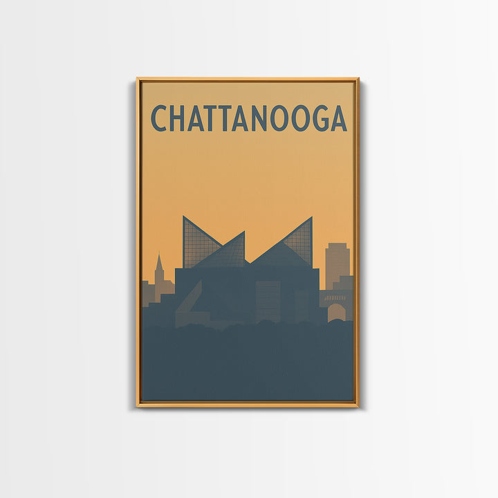 Chattanooga Travel Poster, Framed Canvas Print, Minimalist Retro Wall Art, Chattanooga Art Print, Home Office Decor, Travel Poster Set