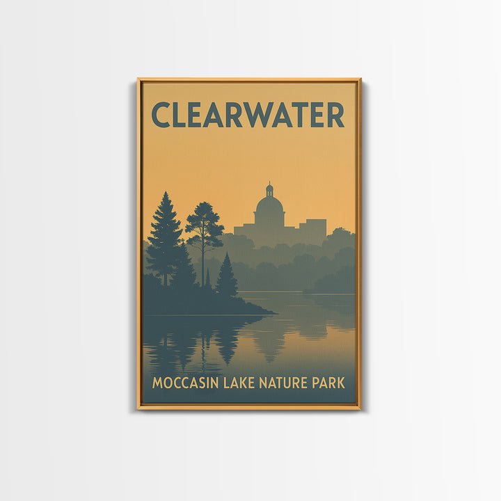 Clearwater Travel Poster, Framed Canvas Print, Sunset Skyline Wall Art, Clearwater City Art, Travel Poster Set, City Travel Prints