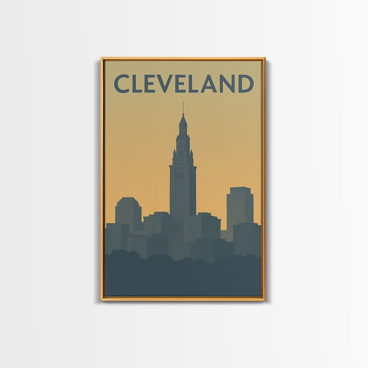 Cleveland Travel Poster, Canvas Print, Vintage City Poster Art, Cleveland Art Print, Travel Wall Art, Retro Travel Print, Travel Art Print