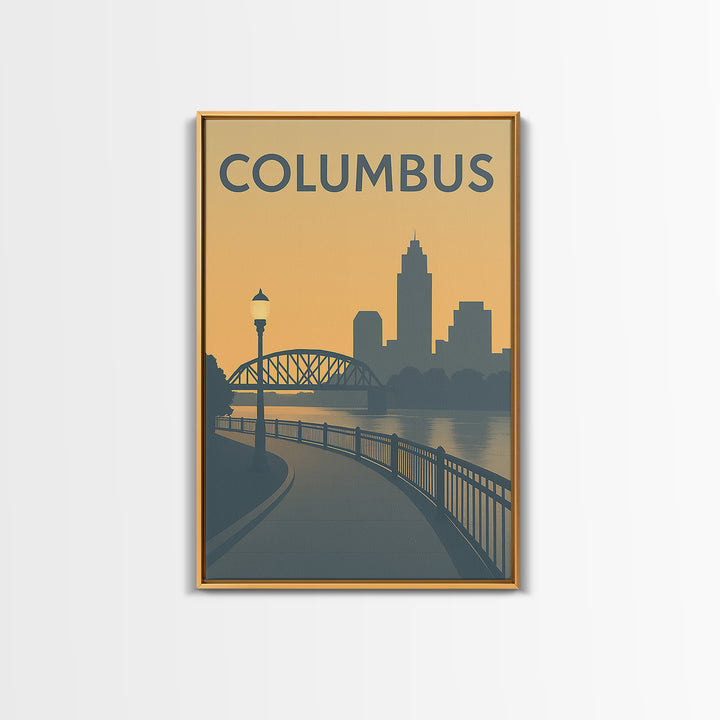 Columbus Ohio Travel Poster, Canvas Print, Mid Century Travel Art, Columbus Art Print, Wall Art, Eclectic Wall Decor, Travel Decor
