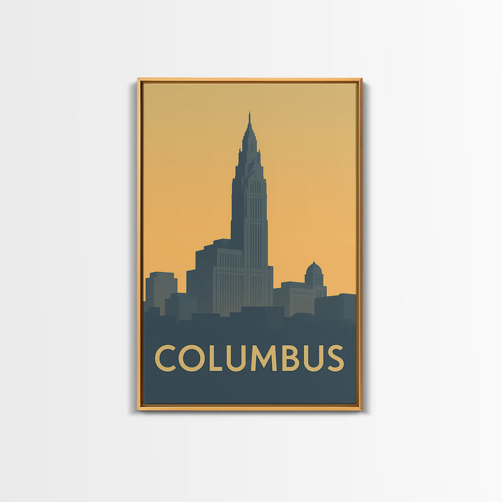Columbus Travel Poster, Canvas Print, Mid Century Travel Art, Columbus Travel Art, Travel Poster Art, Travel Art Print, Modern Wall Decor
