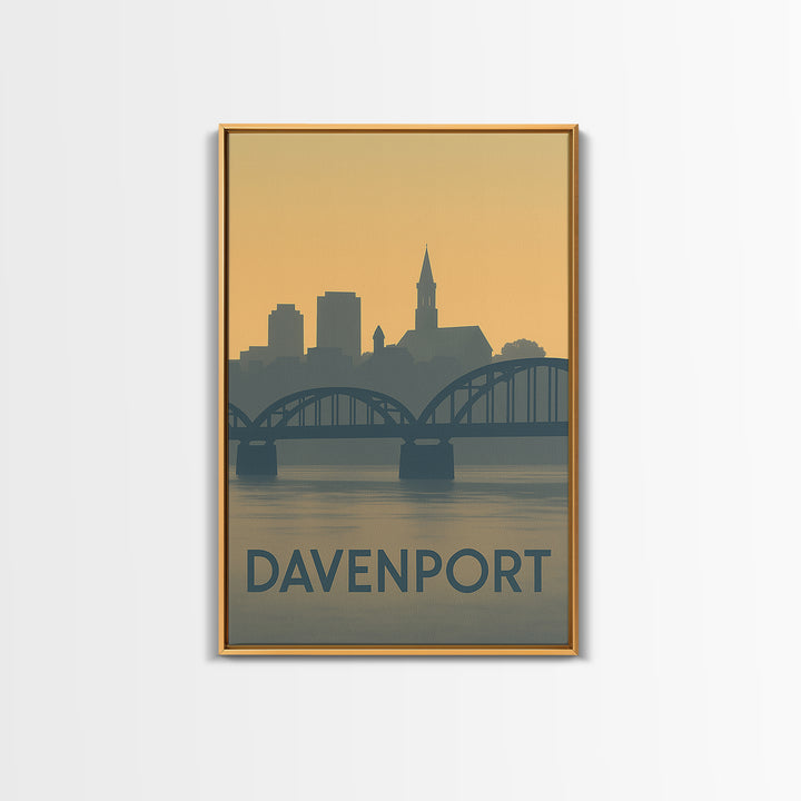 Davenport Travel Poster, Framed Canvas Print, Vintage City Poster Art, Davenport Poster Print, City Art Print, Mid Century Wall Art
