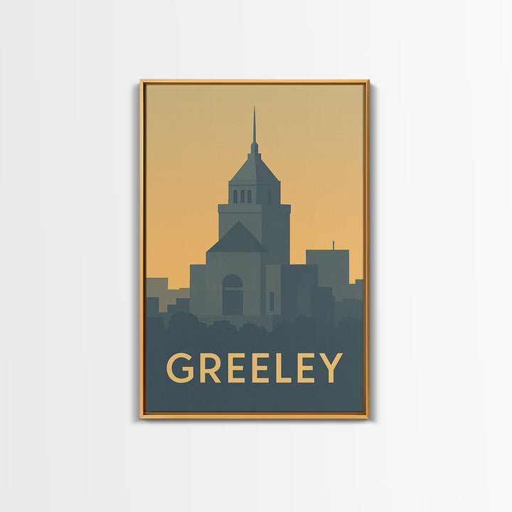 Greeley Travel Poster, Framed Canvas Print, Mid Century Travel Art, Greeley Travel Art, Vintage City Art, Mid Century Wall Art