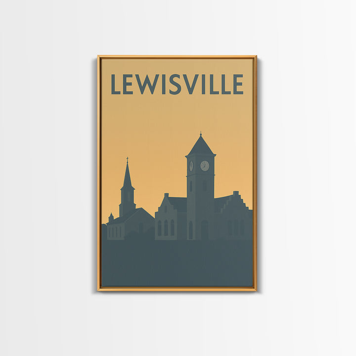 Lewisville Travel Poster, Canvas Print, Minimalist Retro Wall Art, Lewisville Wall Art, City Art Print, Wanderlust Decor, Travel Art Print