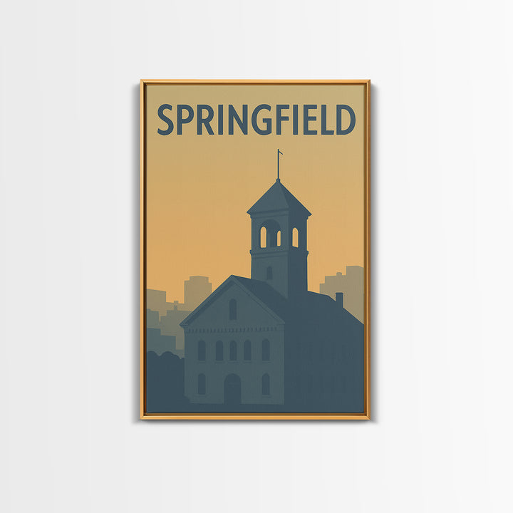 Springfield Travel Poster, Framed Canvas Print, Vintage City Poster Art, Springfield Art Print, Vintage City Poster, Mid Century Wall Art
