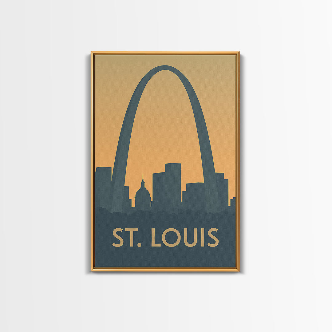 St Louis Missouri Travel Poster, Canvas Print, Sunset Skyline Wall Art, St Louis Art Print, Retro Travel Print, Wall Decor, Fine Art Print