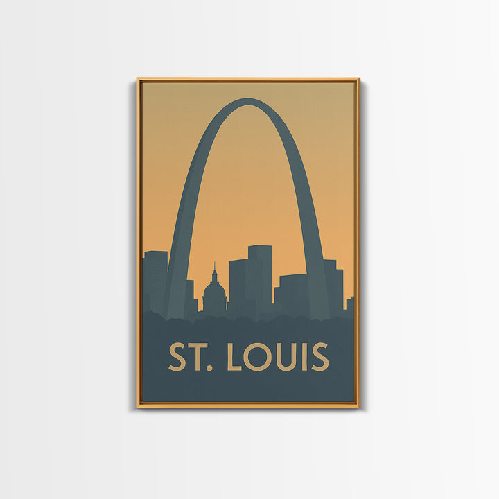 St Louis Missouri Travel Poster, Canvas Print, Sunset Skyline Wall Art, St Louis Art Print, Retro Travel Print, Wall Decor, Fine Art Print