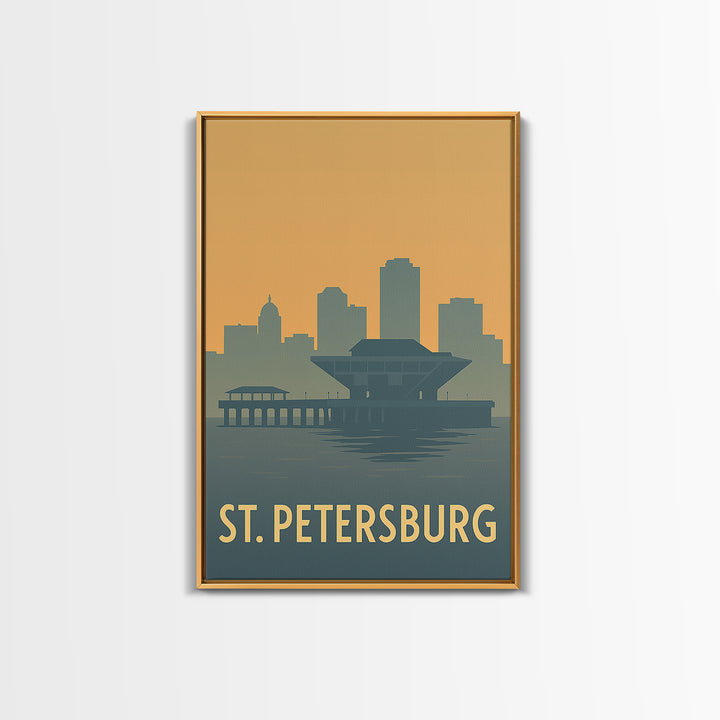 St Petersburg Travel Poster, Framed Canvas Print, Sunset Skyline Wall Art, St Petersburg Art Print, City Art Print, Fine Art Print