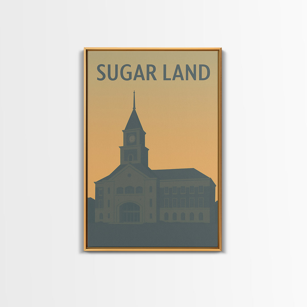 Sugar Land Texas Travel Poster, Canvas Print, Minimalist Retro Wall Art, Sugar Land City Art, Wanderlust Decor, Living Room Wall Art