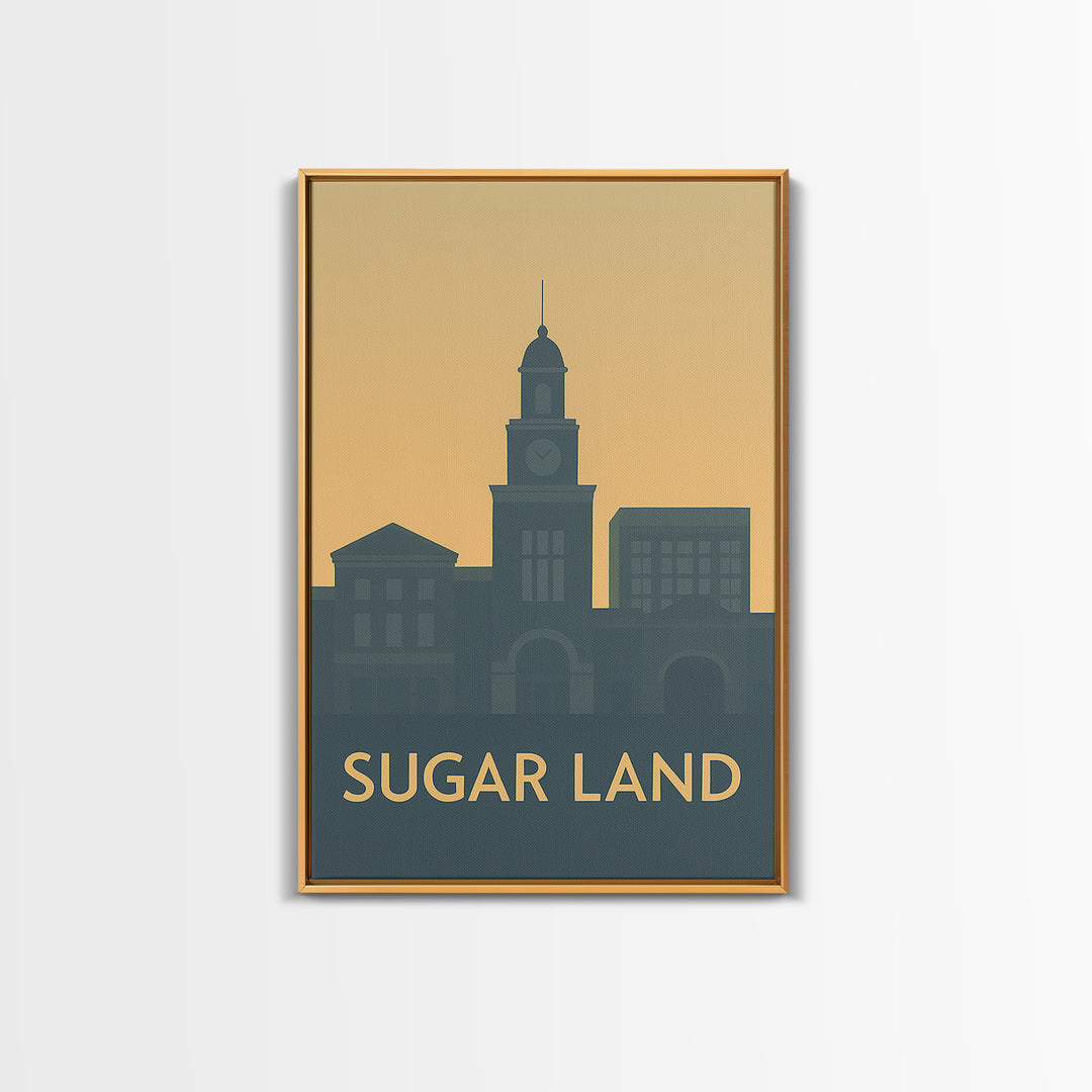 Sugar Land Travel Poster, Canvas Print, Mid Century Travel Art, Sugar Land Art Print, Travel Wall Art, Vintage Travel Print, Poster Art