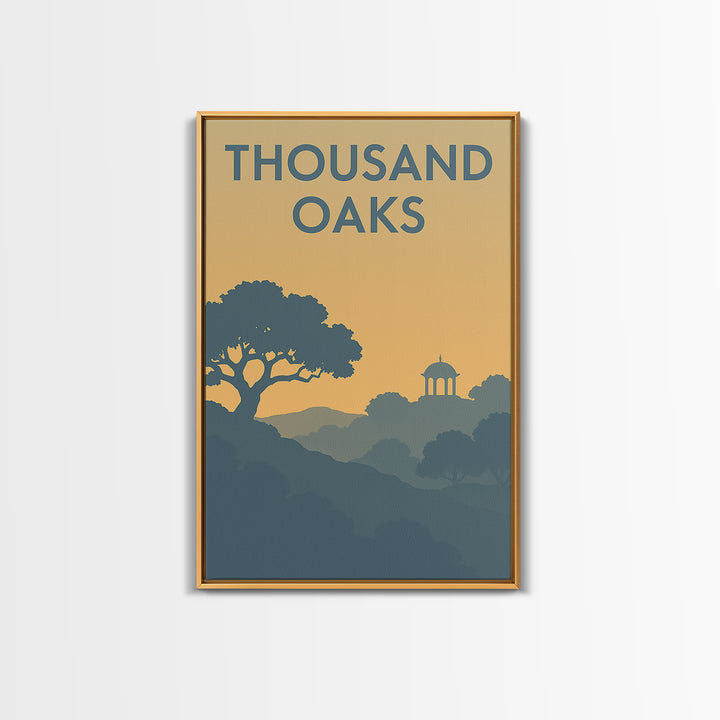 Thousand Oaks California Travel Poster, Canvas Print, Sunset Skyline Wall Art, Thousand Oaks City Art, Vintage City Art, Art Print