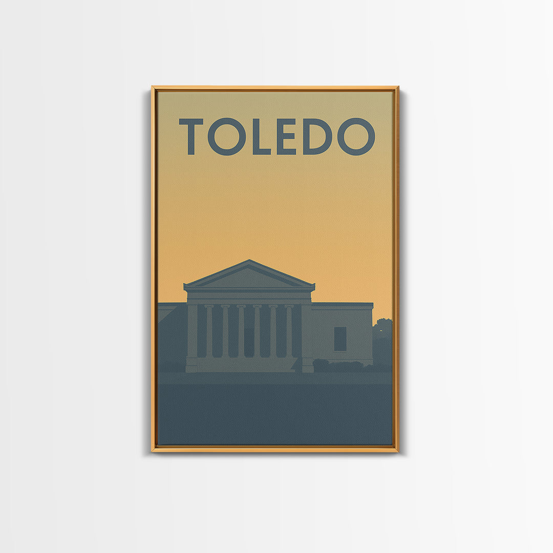 Toledo Travel Poster, Framed Canvas Print, Mid Century Travel Art, Toledo Art Print, Gift For Travelers, Modern Wall Decor, City Art Print