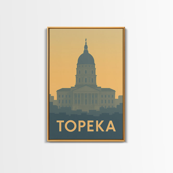 Topeka Travel Poster, Framed Canvas Print, Minimalist Retro Wall Art, Topeka Travel Art, Vintage Travel Art, Travel Art Print, Design 2