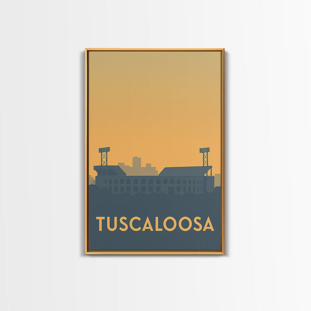 Tuscaloosa Alabama Travel Poster, Canvas Print, Sunset Skyline Wall Art, Tuscaloosa Travel Art, Living Room Wall Art, City Art Print