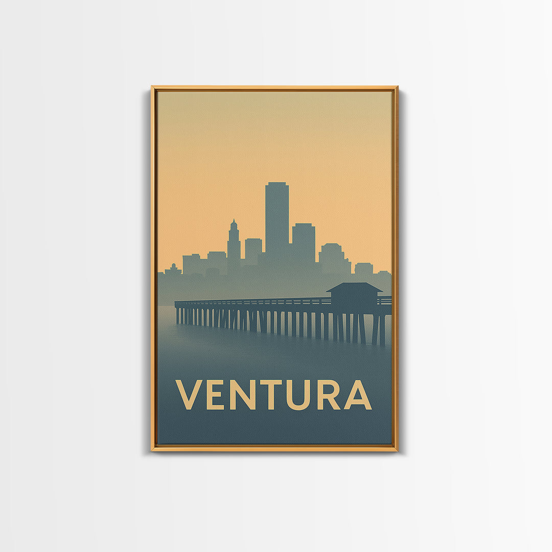 Ventura Travel Poster, Framed Canvas Print, Mid Century Travel Art, Ventura Art Print, Vintage Travel Art, Vintage Travel Print
