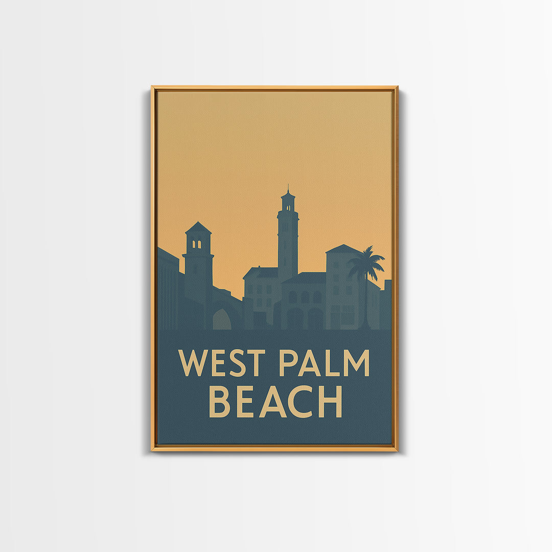 West Palm Beach Florida Travel Poster, Canvas Print, Retro Wall Art, West Palm Beach Wall Art, Travel Wall Art, Retro Travel Print