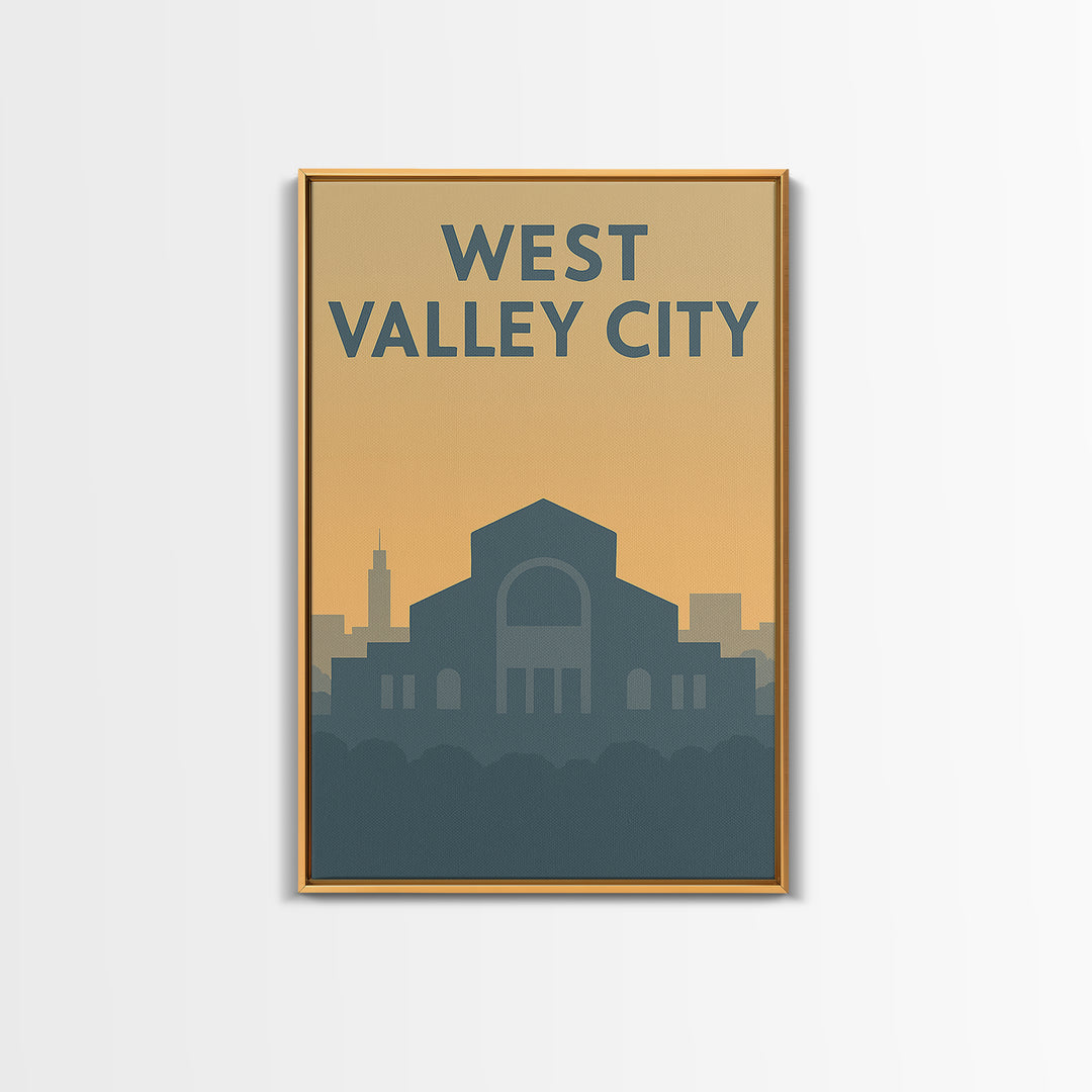 West Valley City Travel Poster, Framed Canvas Print, Mid Century Travel Art, West Valley City Poster Print, Eclectic Wall Decor
