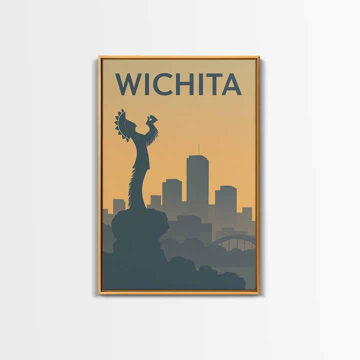 Wichita Kansas Travel Poster, Canvas Print, Sunset Skyline Wall Art, Wichita Art Print, Vintage Travel Art, Vintage Travel Print, Wall Art