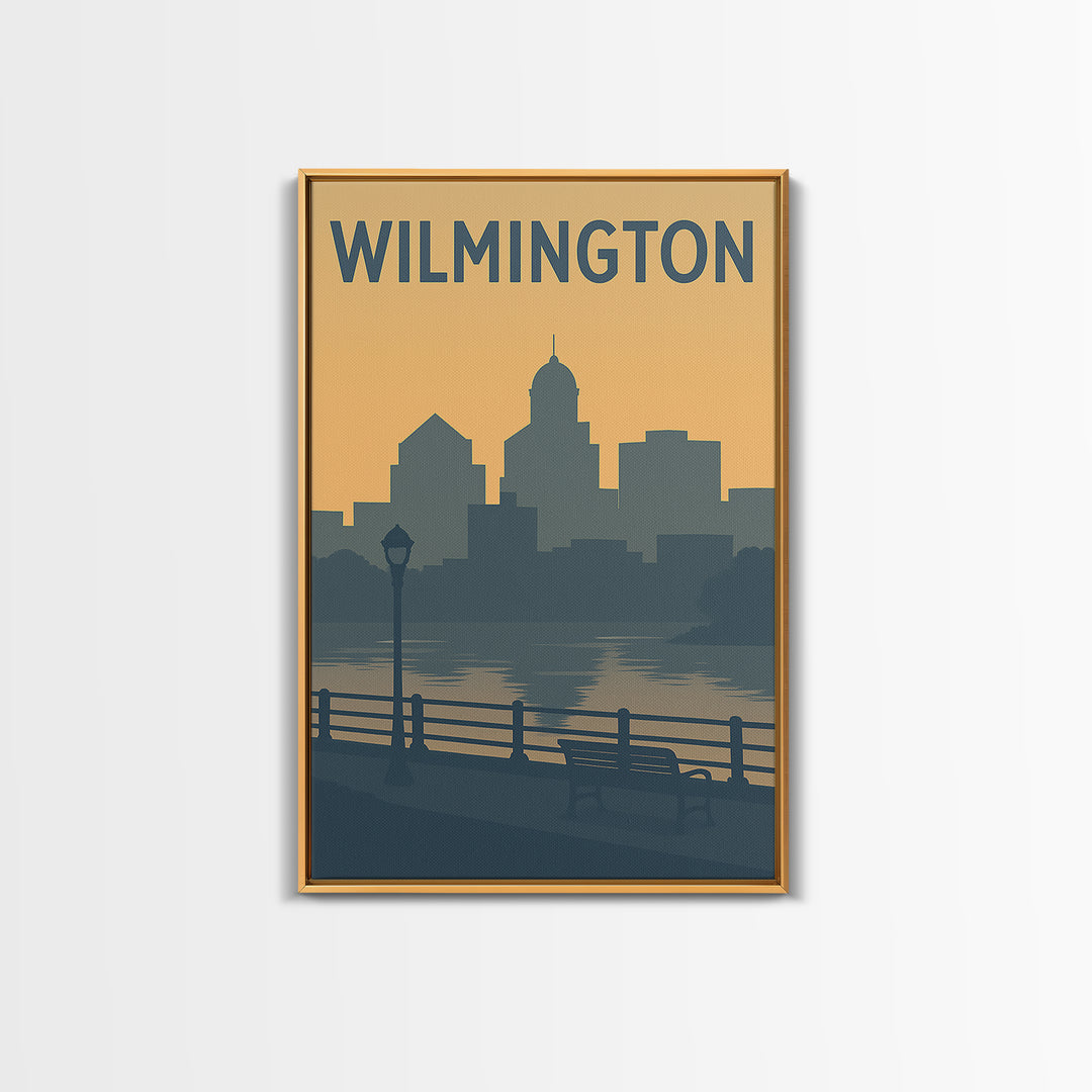 Wilmington Travel Poster, Framed Canvas Print, Mid Century Travel Art, Wilmington Art Print, Fine Art Print, City Travel Prints