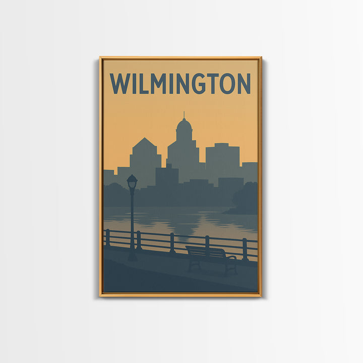 Wilmington Travel Poster, Framed Canvas Print, Mid Century Travel Art, Wilmington Art Print, Fine Art Print, City Travel Prints