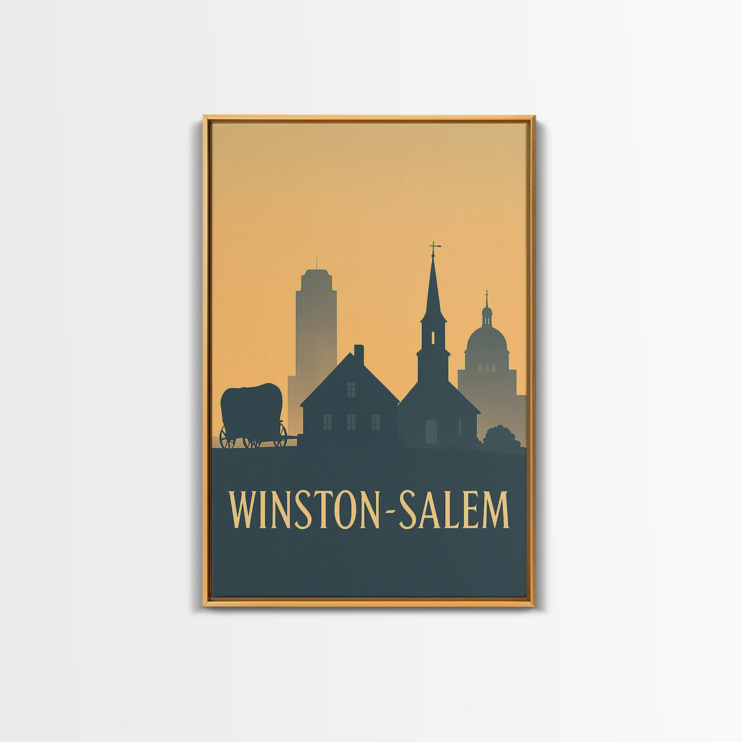 Winston Salem North Carolina Travel Poster, Canvas Print, Retro Wall Art, Winston Salem Art Print, Gift For Travelers, Vintage City Poster
