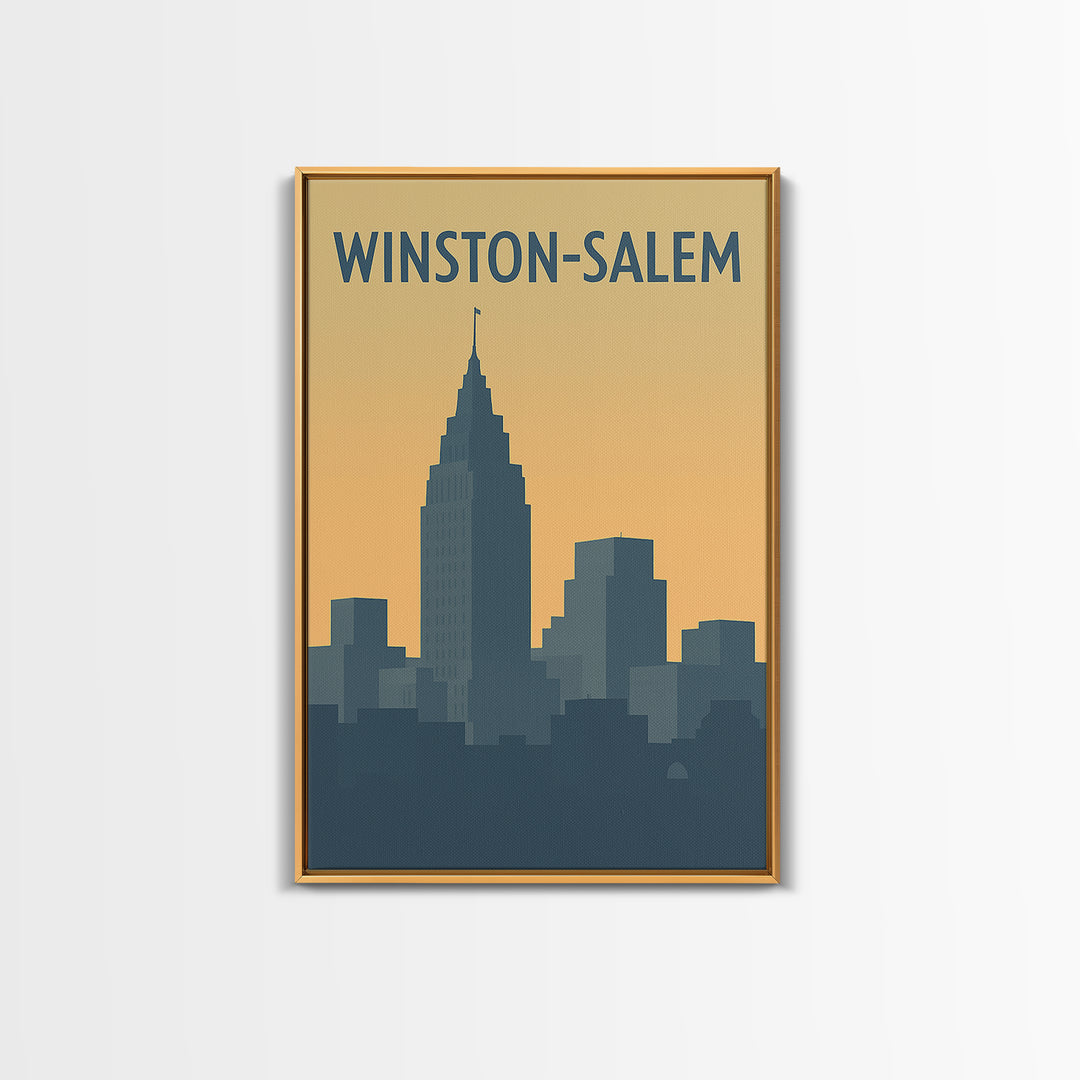 Winston Salem Travel Poster, Framed Canvas Print, Minimalist Retro Wall Art, Winston Salem Travel Art, City Art Print, Travel Art Print