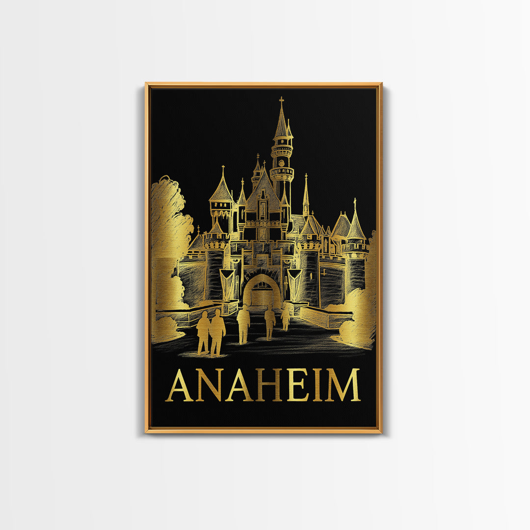 Anaheim Travel Poster, Framed Canvas Print, Dark Background Poster Art, Anaheim Art Print, Gift For Travelers, City Illustration