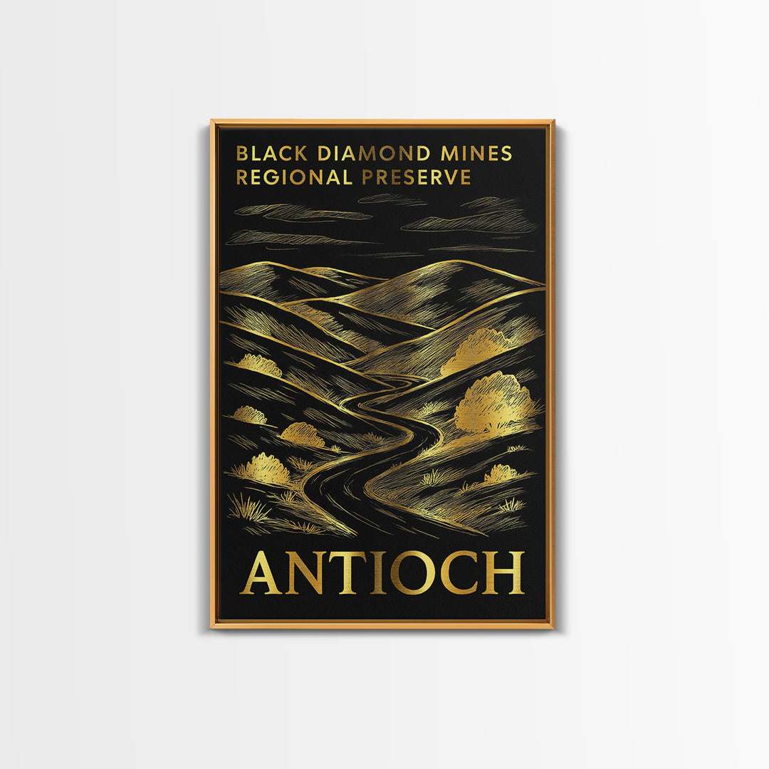 Antioch Travel Poster, Framed Canvas Print, Black And Gold Line Art, Antioch Travel Art, Travel Wall Art, City Illustration, Travel Decor