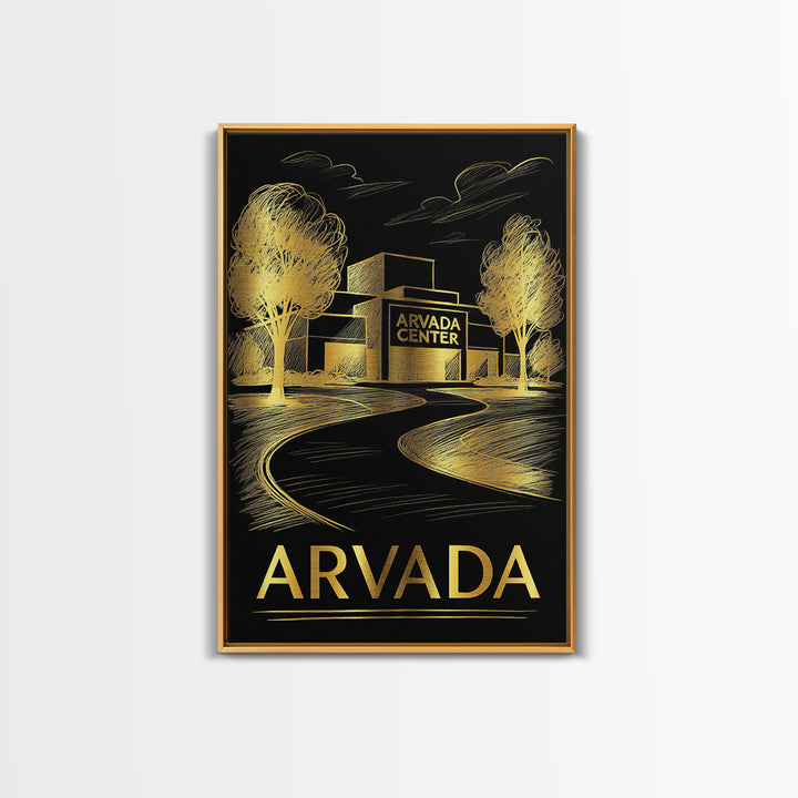 Arvada Travel Poster, Framed Canvas Print, Dark Background Poster Art, Arvada Wall Art, Mid Century Wall Art, City Art Print, Poster Art
