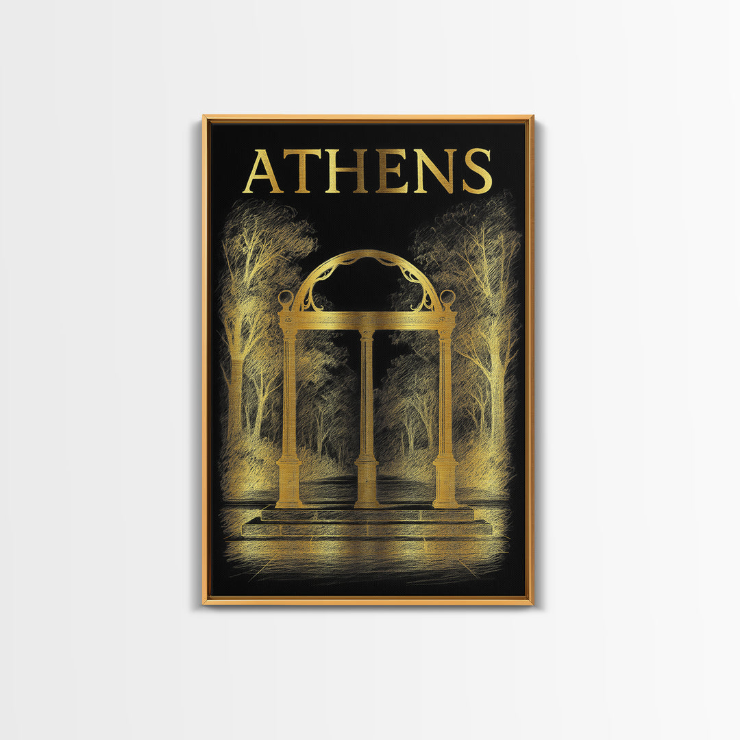 Athens Georgia Travel Poster, Canvas Print, Dark Background Poster Art, Athens Art Print, Mid Century Wall Art, Wall Decor, Travel Art Print