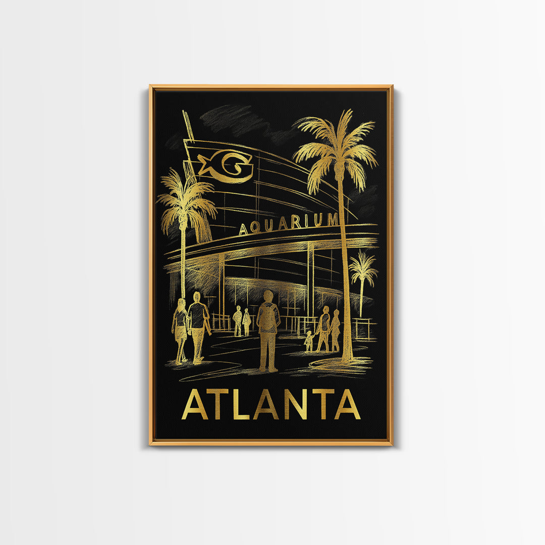 Atlanta Travel Poster, Canvas Print, Dark Background Poster Art, Atlanta Poster Print, Travel Wall Decor, Modern Wall Decor, Art Print