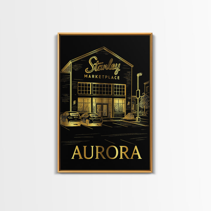 Aurora Travel Poster, Canvas Print, Dark Background Poster Art, Aurora Poster Print, Travel Wall Decor, City Illustration, Fine Art Print