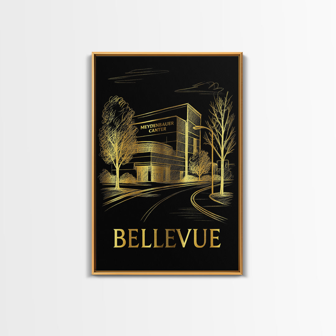 Bellevue Travel Poster, Canvas Print, Dark Background Poster Art, Bellevue Poster Print, Travel Poster Art, Travel Wall Art, Art Print