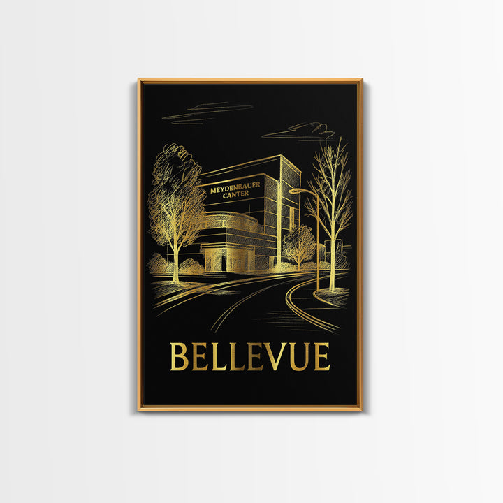 Bellevue Travel Poster, Canvas Print, Dark Background Poster Art, Bellevue Poster Print, Travel Poster Art, Travel Wall Art, Art Print