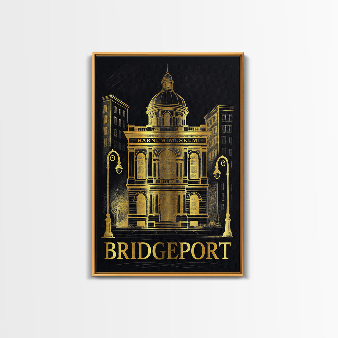 Bridgeport Travel Poster, Canvas Print, Black And Gold Line Art, Bridgeport Art Print, City Art Print, Travel Poster Art, Travel Poster Set