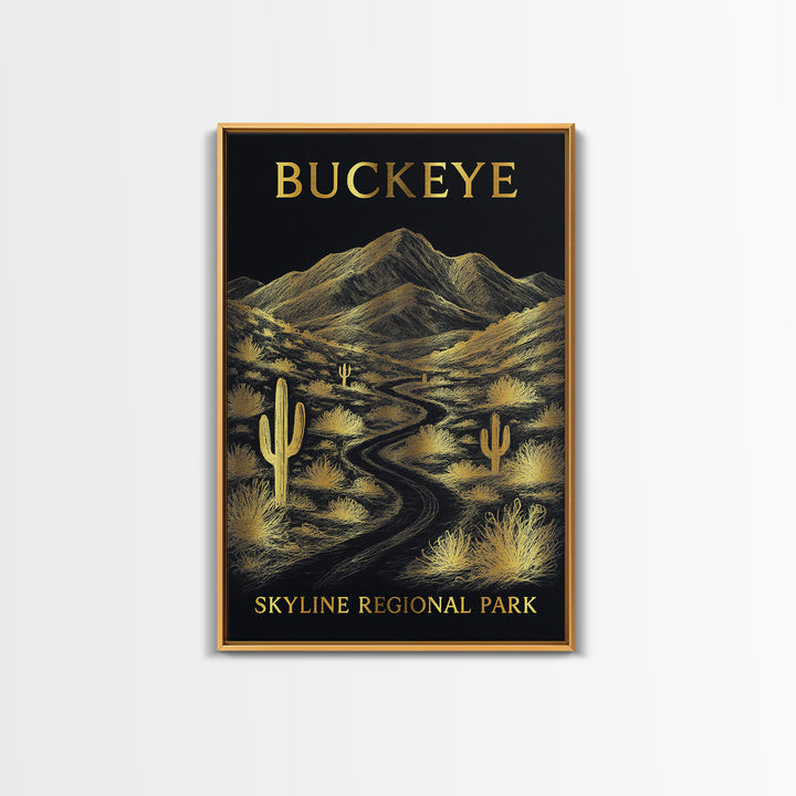 Buckeye Arizona Travel Poster, Canvas Print, Gold Sketch Wall Art, Buckeye Travel Art, Fine Art Print, City Art Print, Travel Wall Art