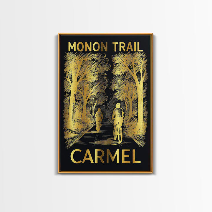 Carmel Travel Poster, Framed Canvas Print, Elegant Gold City Art, Carmel Art Print, City Art Print, Fine Art Print, Gift For Travelers
