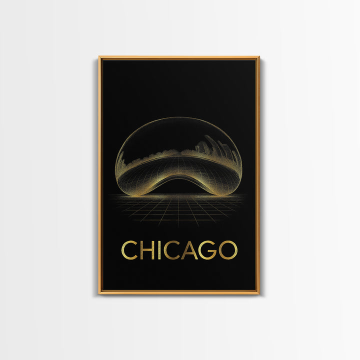Chicago Travel Poster, Canvas Print, Gold Sketch Wall Art, Chicago Travel Art, Travel Art Print, Vintage Travel Art, Fine Art Print