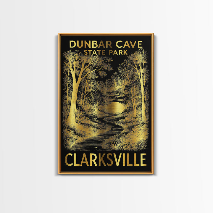 Clarksville Travel Poster, Framed Canvas Print, Dark Background Poster Art, Clarksville Wall Art, Home Office Decor, Mid Century Wall Art