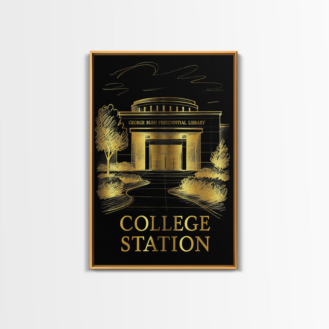 College Station Travel Poster, Canvas Print, Dark Background Poster Art, College Station Wall Art, Eclectic Wall Decor, Travel Wall Art