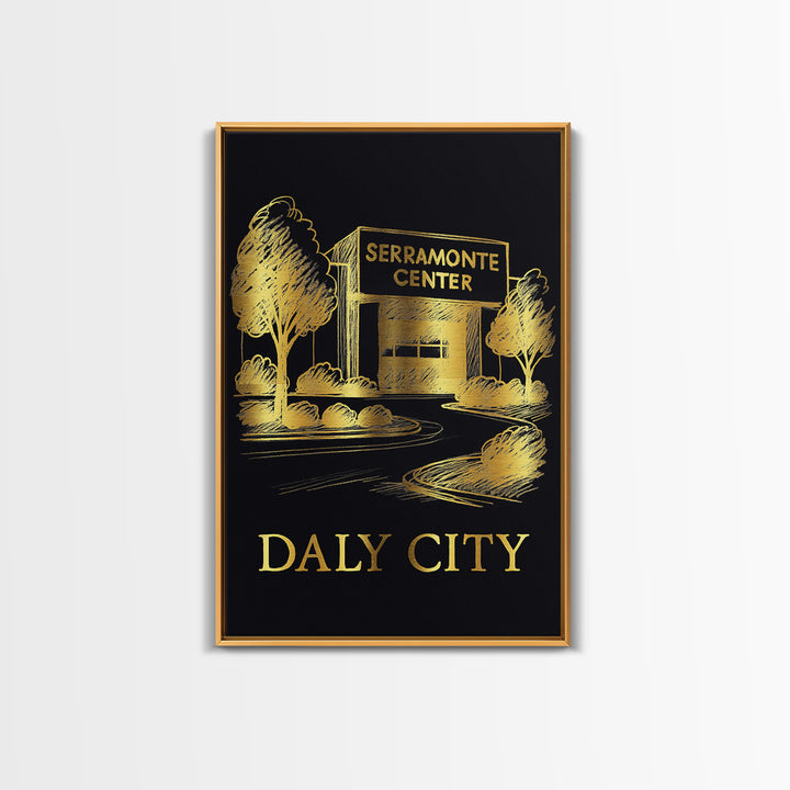 Daly City Travel Poster, Canvas Print, Gold Sketch Wall Art, Daly City Art Print, Travel Poster Set, City Travel Prints, Vintage City Poster