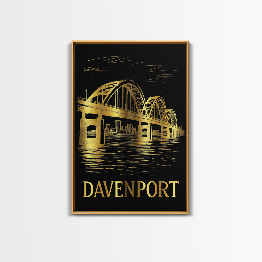 Davenport Travel Poster, Canvas Print, Dark Background Poster Art, Davenport Poster Print, Eclectic Wall Decor, Home Office Decor