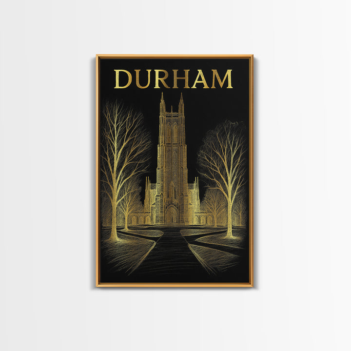 Durham North Carolina Travel Poster, Canvas Print, Dark Background Poster Art, Durham Art Print, Travel Wall Art, Vintage City Art