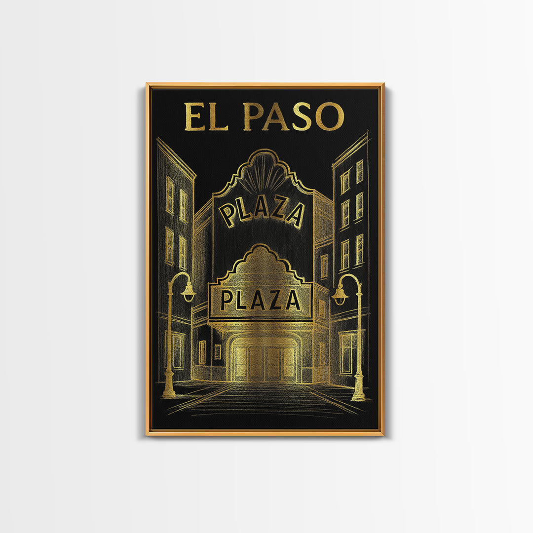 El Paso Texas Travel Poster, Canvas Print, Dark Background Poster Art, El Paso Art Print, Mid Century Wall Art, Poster Art, Poster Print