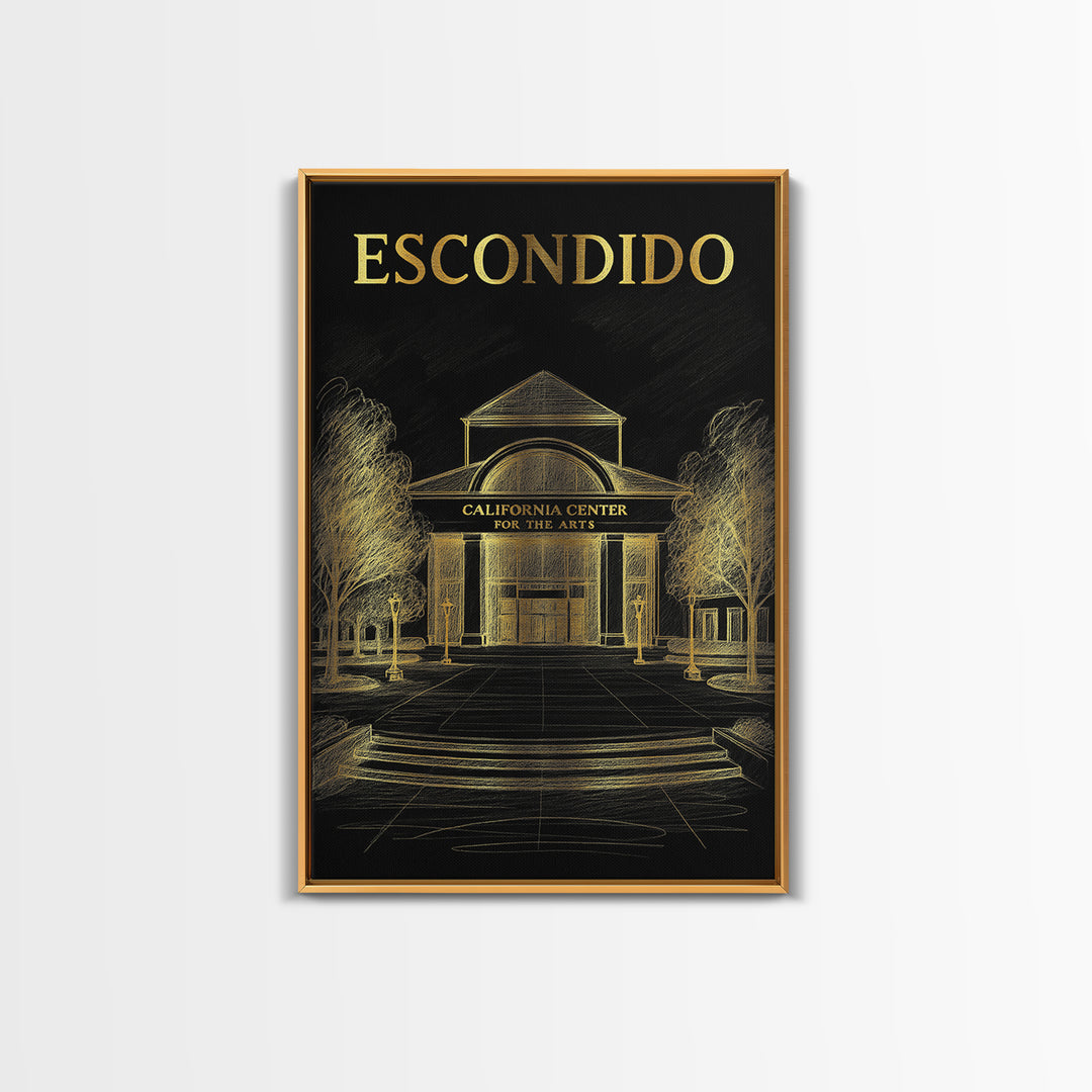 Escondido California Travel Poster, Canvas Print, Dark Background Poster Art, Escondido Art Print, Living Room Wall Art, Travel Art Print