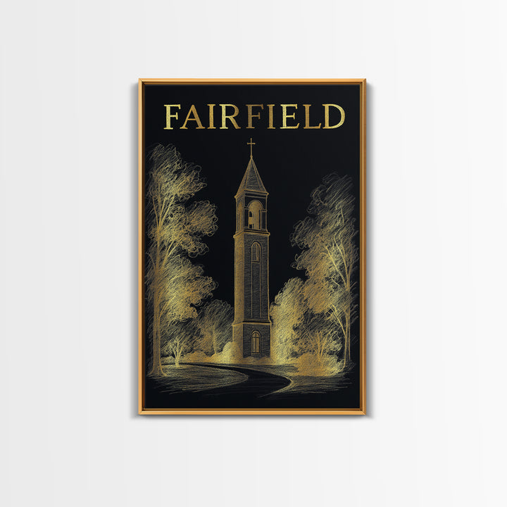 Fairfield California Travel Poster, Canvas Print, Gold Sketch Wall Art, Fairfield Wall Art, Travel Print, Travel Art Print, Wall Decor